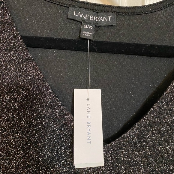 Lane Bryant Illusion Collection Womens Top Black Silver Sparkle - Picture 3 of 6